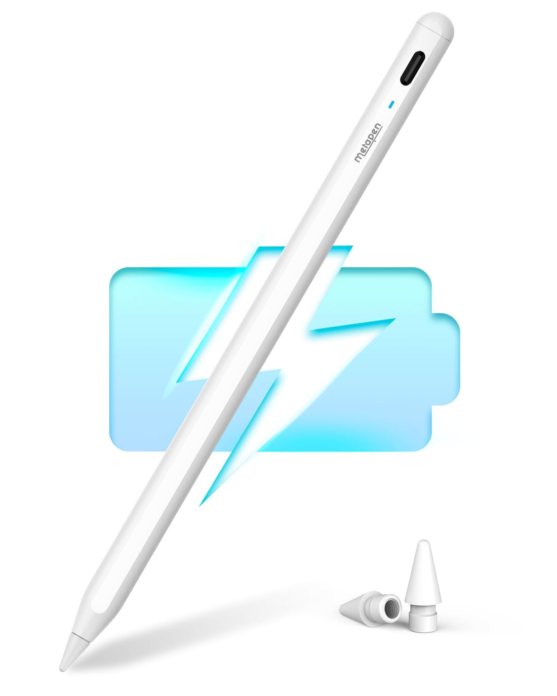 Metapen Pencil A8 for Apple iPad 2018-2024, (2X Faster Charge), Tilt Sensitivity, Palm Rejection, Stylus Pen for iPad