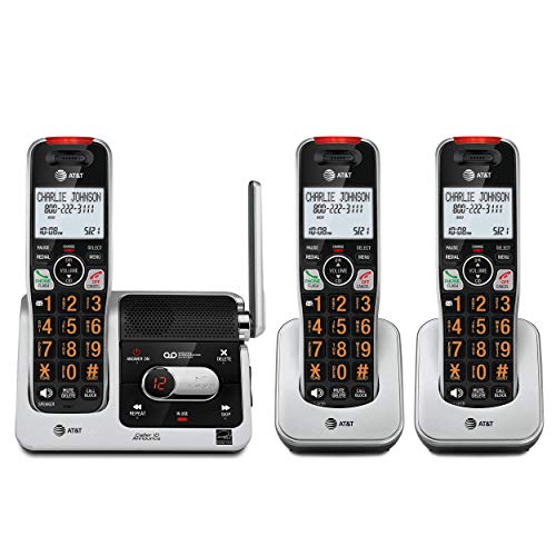 AT&T BL102-3 DECT 6.0 3-Handset Cordless Phone for Home with Answering Machine, Call Blocking, Caller ID Announcer, Audio