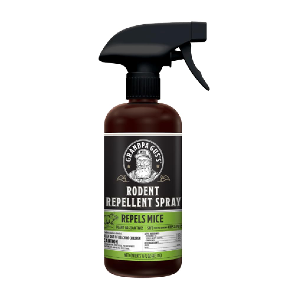 Grandpa Gus's Rodent Repellent Spray, Peppermint & Cinnamon Oil, Prevents Mouse/Rats from Nesting & Chewing on Wires, 16 fl