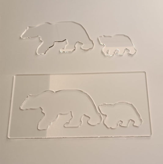 Clear Acrylic Bear Router Template,Bear and Cub Router Template,Router Inlay Template for Woodworking and Craft (6''x12'')