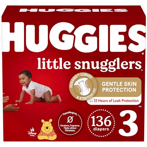 Huggies Size 3 Diapers, Little Snugglers Baby Diapers, Size 3 (16-28 lbs), 136 Count Drugstore by HUGGIES
