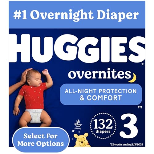 Huggies Overnites Nighttime Baby Diapers, Size 3 (16-28 lbs), 132 Ct Drugstore by HUGGIES