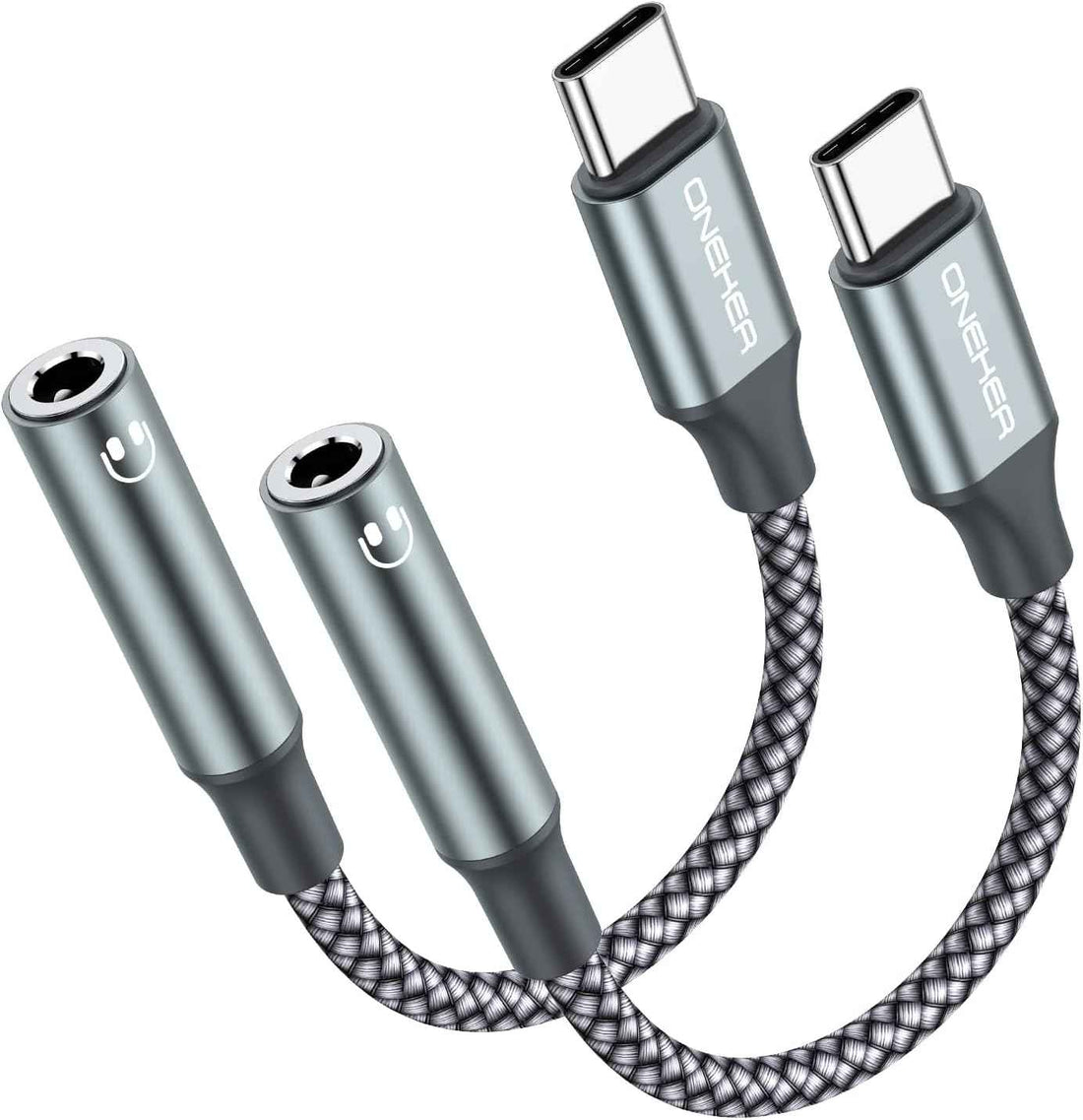 OneKer USB Type C to 3.5mm Headphone Jack Adapter, (2-Pack) USB C to Aux Female Audio Dongle Cable Cord Compatible with iPhone 17/16 Pro/15 Plus/15 Pro Max,iPad Pro,MacBook,Samsung Galaxy S26 S25 S24