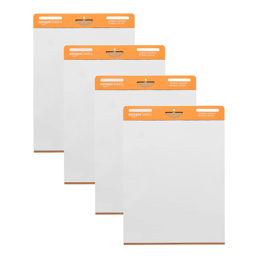 Amazon Basics Sticky Easel Flip Chart Pads, Rectangular, 4-Pack, 25 x 30 Inch, White Office Product by Amazon Basics