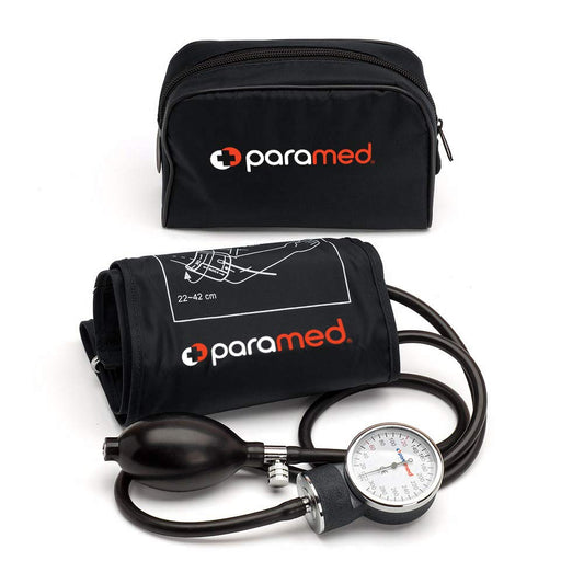 PARAMED Aneroid Sphygmomanometer – Manual Blood Pressure Cuff with Universal Cuff 8.7-16.5" and D-Ring – Carrying Case in The kit – Black – Stethoscope Not Included - PCTechSupply.com