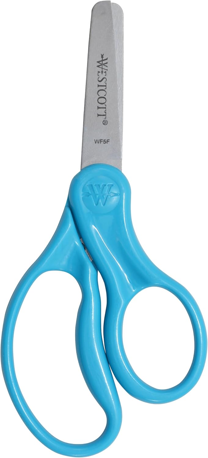 Westcott 13130 Right- and Left-Handed Scissors, Kids' Scissors, Back to School, Classroom Supplies, Ages 4-8, 5-Inch Blunt Tip, Assorted