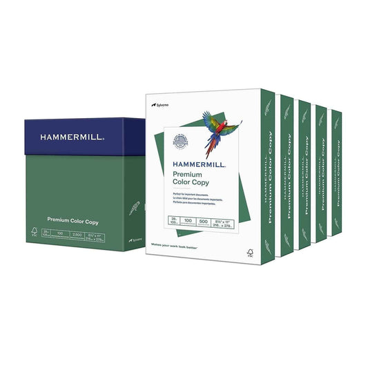 Hammermill Printer Paper, Premium Color 28 lb Copy Paper, 8.5 x 11 - 5 Ream (2,500 Sheets) - 100 Bright, Made in the USA, 102450C, White