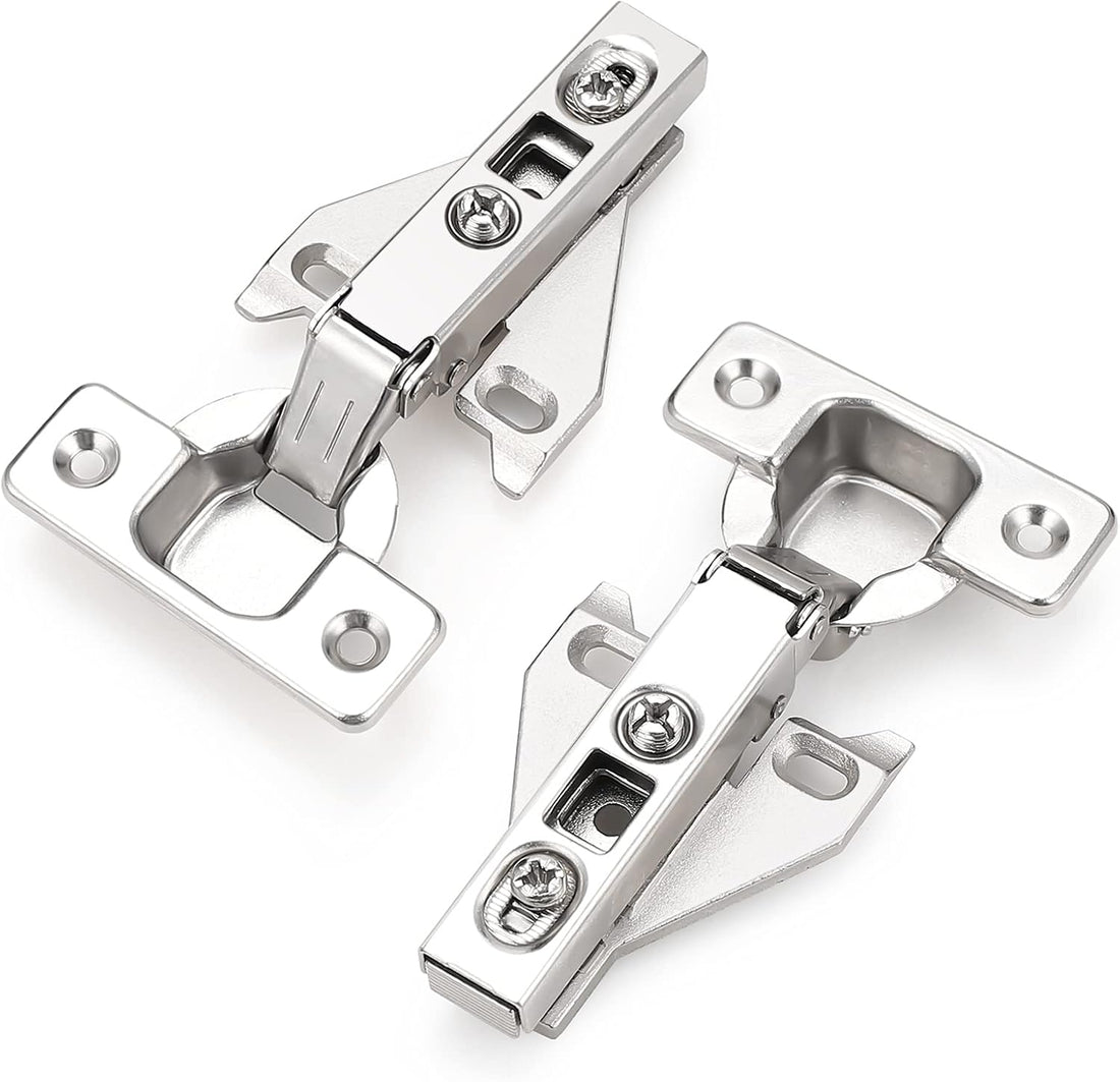 Probrico Soft Opening Kitchen Cabinet Hinges 10 Pair (20 Pack), Brushed Satin Nickel Face Frame Mounting Concealed Hinges for Kitchen Cupboard Hardware, with Mounting Screws