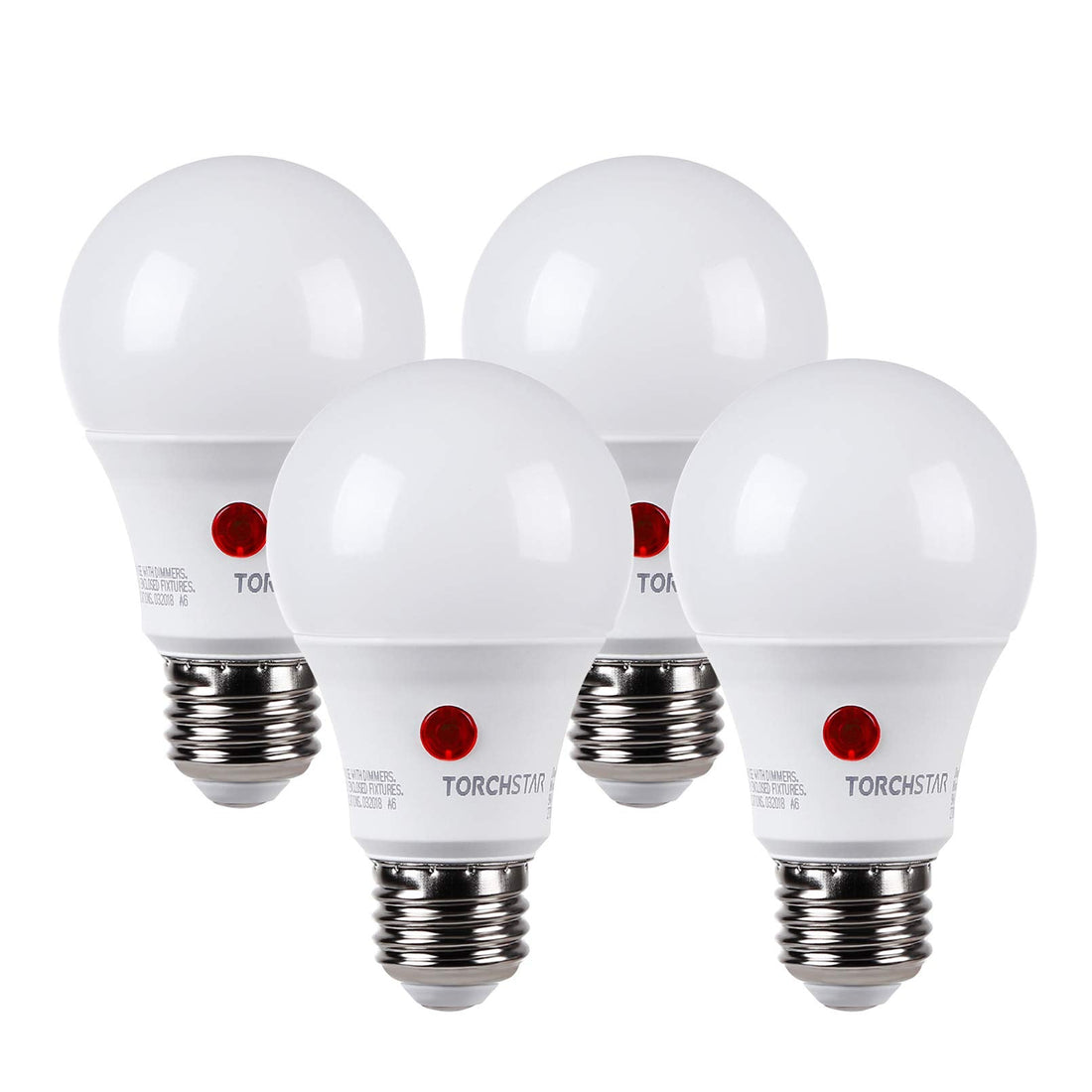 TORCHSTAR Dusk to Dawn Light Bulbs Outdoor, Sensor A19 LED Light Bulb, Auto on/Off Photocell Automatic for Outdoor Lighting, 5000K, Pack of 4 - PCTechSupply.com