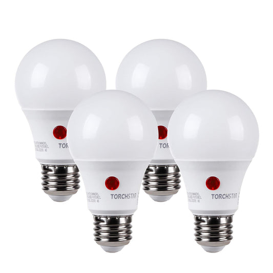TORCHSTAR Dusk to Dawn Light Bulbs Outdoor, Sensor A19 LED Light Bulb, Auto on/Off Photocell Automatic for Outdoor Lighting, 5000K, Pack of 4 - PCTechSupply.com