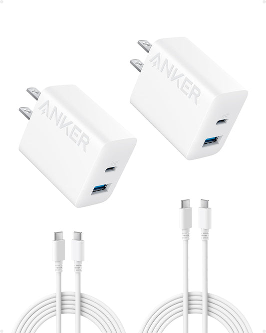 Anker iPhone 16 Charger, USB C Charger Block, 2-Pack 20W Fast Wall Charger for 16/16 Pro/Pro Max / 15 Series / iPad Pro and