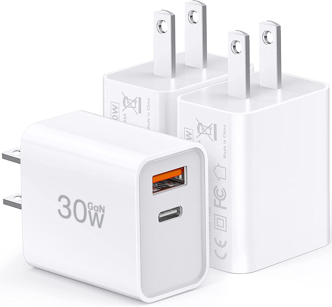 USB C Super Fast Charger, 3-Pack 30W Dual Port PD+QC Fast Charger Adapter Block for iPhone 16/15/14/13/Pro/Pro