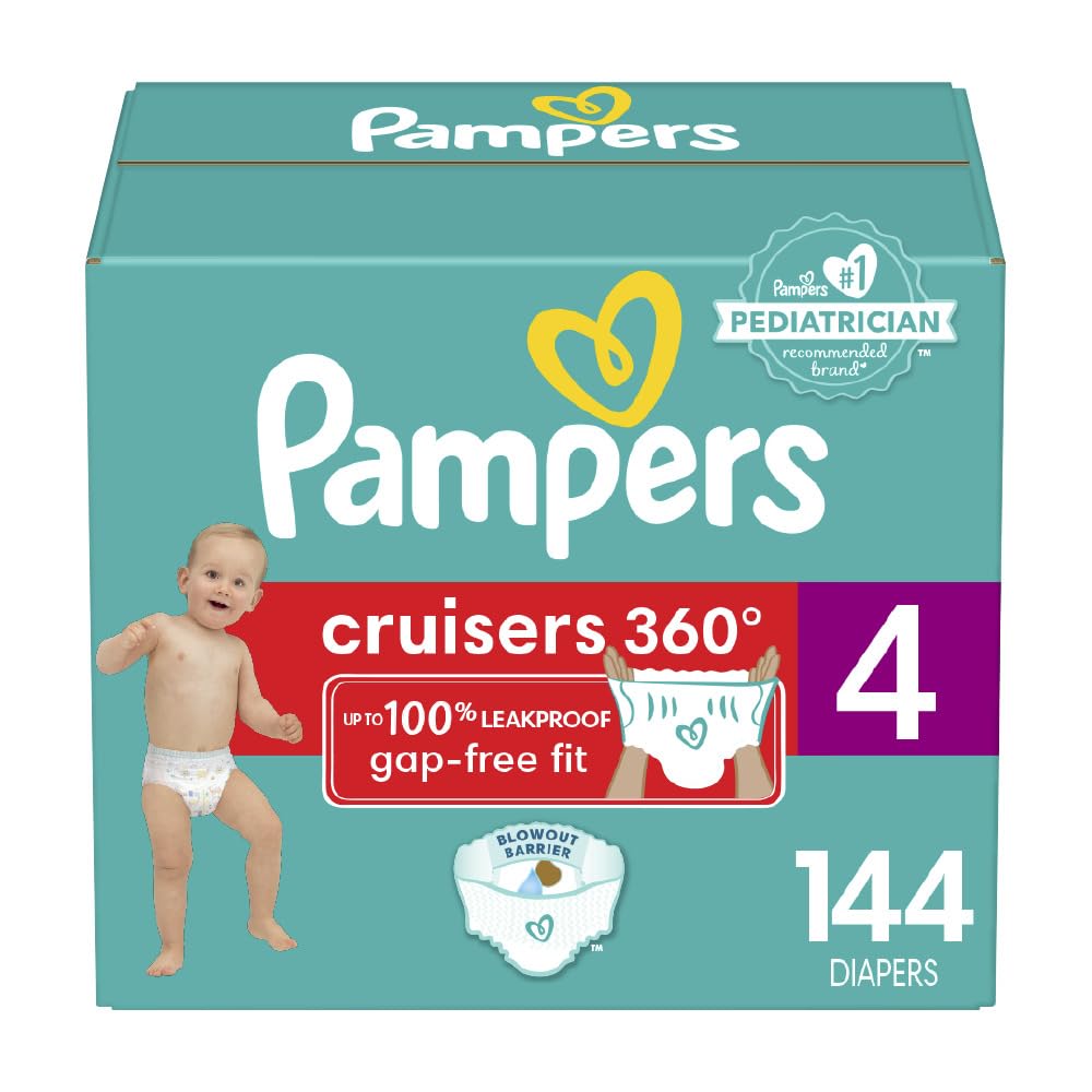 Pampers Cruisers 360 Diapers - Size 4, One Month Supply (144 Count), Pull-On Disposable Baby Diapers, Gap-Free Fit Drugstore