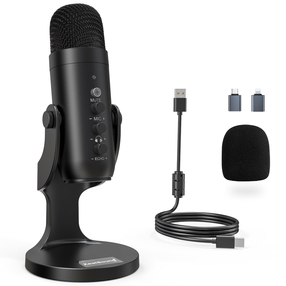 ZealSound USB Microphone,Condenser Computer PC Mic,Plug&Play Gaming Microphones for PS 4&5.Headphone Output&Volume