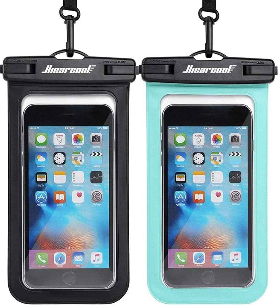 Hiearcool Waterproof Phone Pouch, Waterproof Phone Case, Black&Green 2-Pack