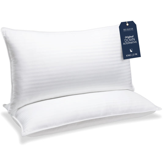 Beckham Hotel Collection Bed Pillows King Size Set of 2 - Down Alternative Bedding Gel Cooling Big Pillow for Back, Stomach or Side Sleepers - PCTechSupply.com