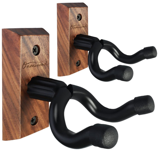 Guitar Wall Mount 2 Pack, Black Walnut Wood Guitar Hanger, U-Shaped Guitar Wall Hanger Mount, Guitar Holder Hook Stand Wall