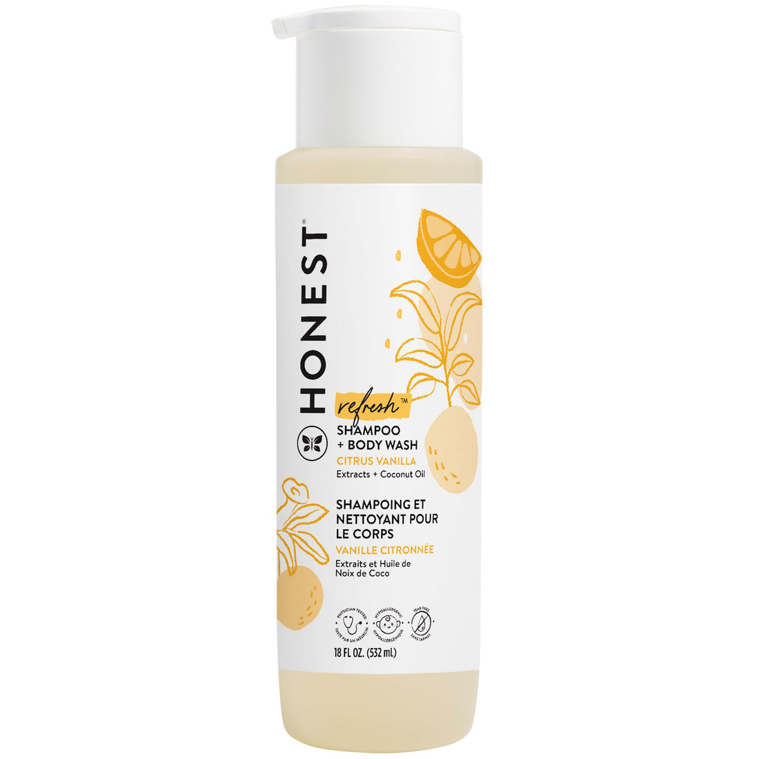 The Honest Company 2-in-1 Cleansing Shampoo + Body Wash | Gentle for Baby | Naturally Derived, Tear-free, Hypoallergenic | Citrus Vanilla Refresh, 18 fl oz - PCTechSupply.com