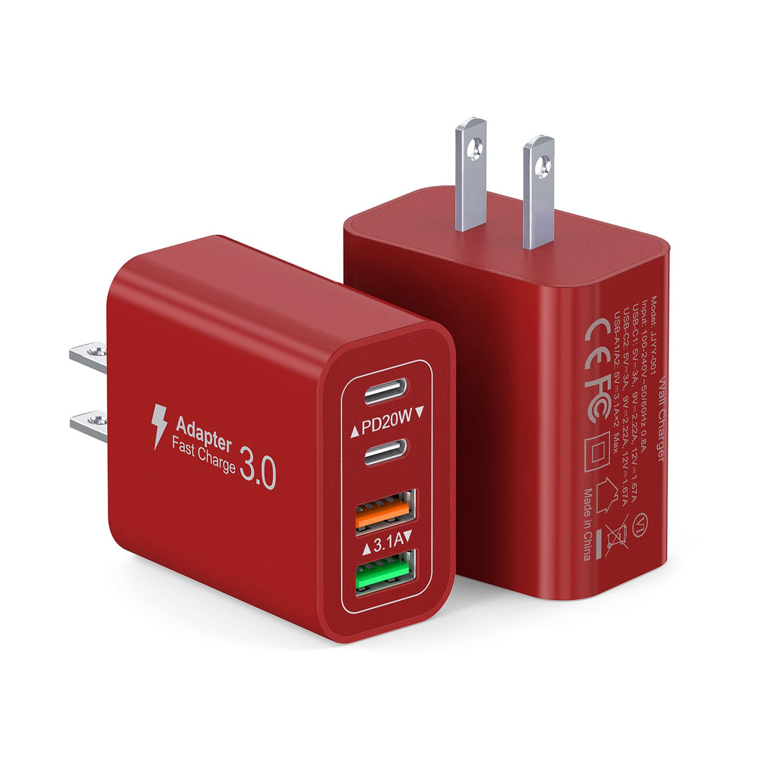 40W USB C Wall Charger, 2-Pack Super Fast Charging Block PD+QC 4 Port Charger Cube for iPhone 16,iPad Pro/Mini/Air, iPod