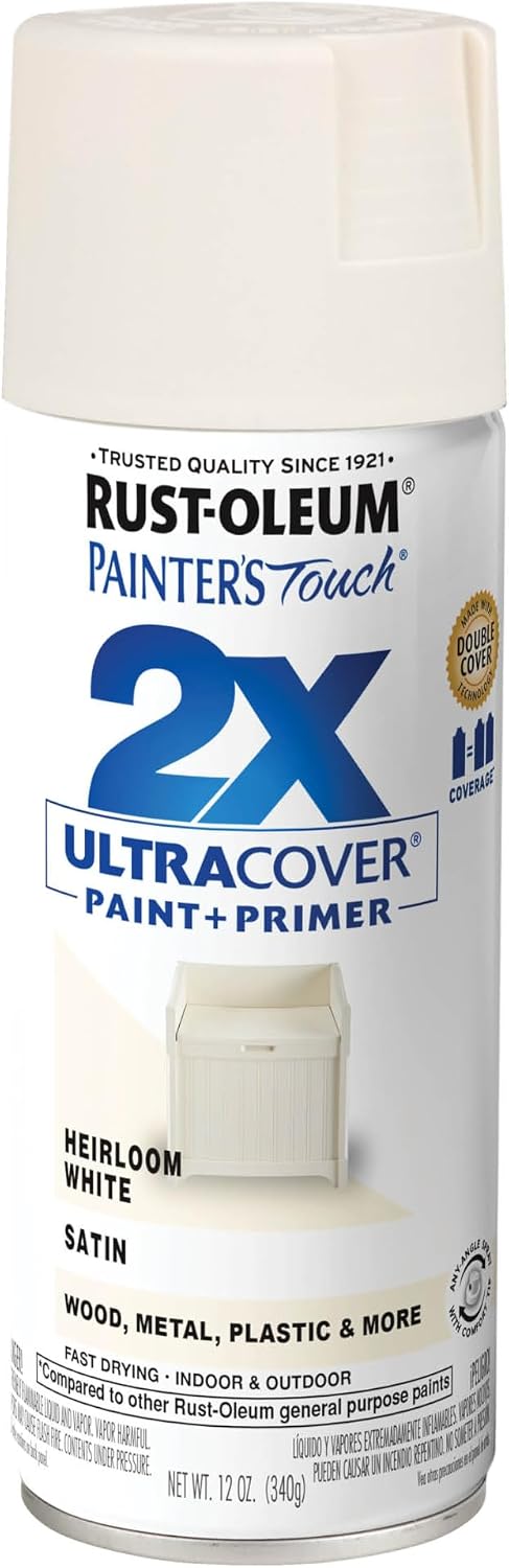 Rust-Oleum Painter's Touch 2X Ultra Cover Spray Paint, Satin Heirloom White
