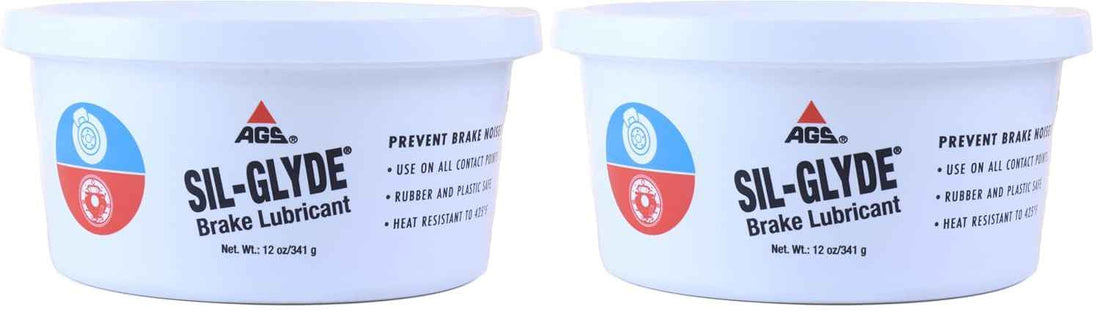 AGS Automotive Solutions SIL-Glyde 12 oz Tub Silicone Based Brake Assembly Lubricant for Eliminating Disc Brake Squeal - Moisture Proof, Heat Resistant, Rust and Corrosion Protector (Pack of 2)