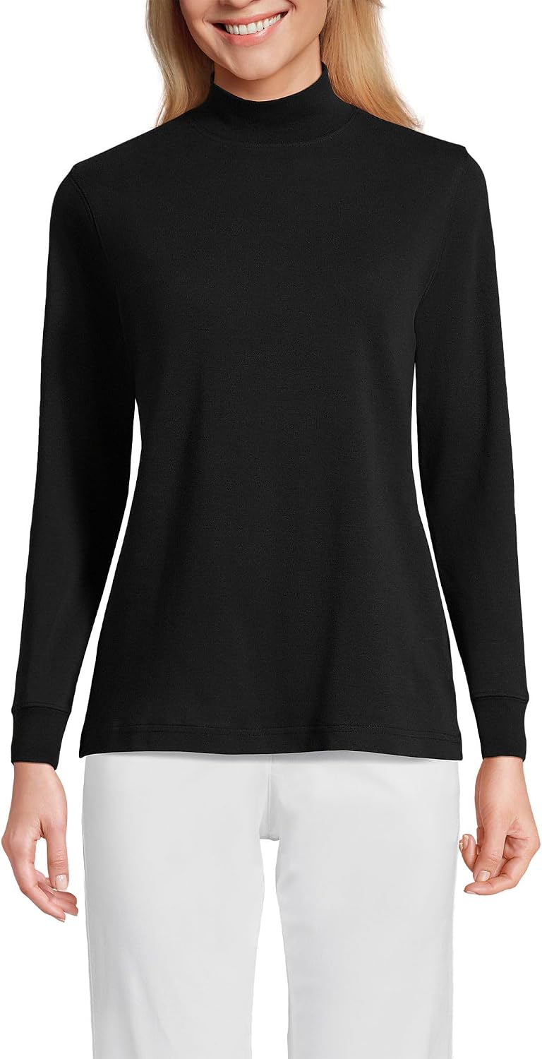 Lands' End Women's Cotton Mock Turtleneck