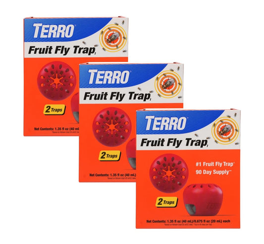 TERRO T2503-3 Ready-to-Use Indoor Fruit Fly Trap with Built in Window - 6 Traps + 270 Day Lure Supply Lawn & Patio by Terro