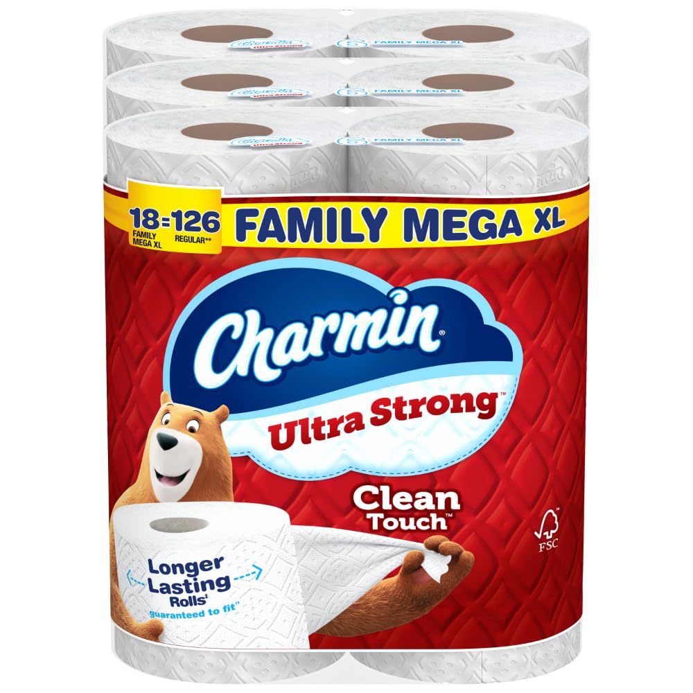 Charmin Toilet Paper Ultra Strong Clean Touch, 18 Family Mega XL Rolls = 126 Regular Rolls Drugstore by Charmin