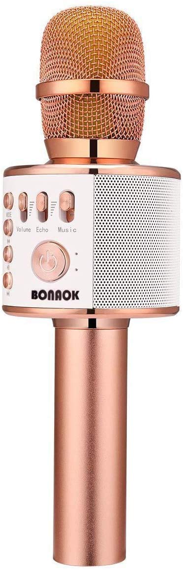 BONAOK Wireless Bluetooth Karaoke Microphone,3-in-1 Portable Handheld Karaoke Mic Speaker Machine Home Party Birthday for All Smartphones PC(Q37 Rose Gold) - PCTechSupply.com