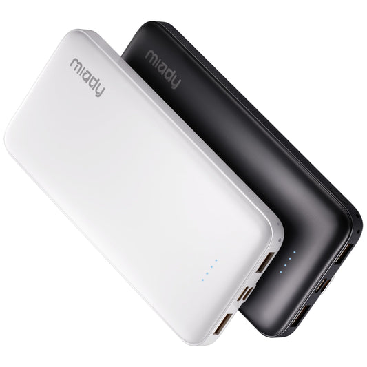 Miady 2-Pack 10000mAh Dual USB Portable Charger, USB-C Fast Charging Power Bank, Backup Charger for iPhone 15/14/13, Galaxy