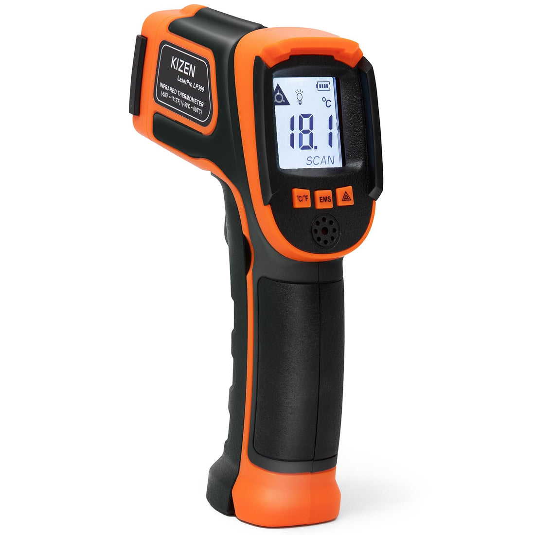 KIZEN Infrared Thermometer Gun (LaserPro LP300) - Handheld Surface Thermometer for Griddle, Grill, Oven, Pizza Oven,