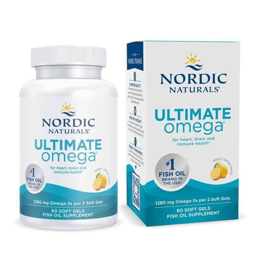 Nordic Naturals Ultimate Omega, Lemon Flavor - 60 Soft Gels - 1280 mg Omega-3 - High-Potency Omega-3 Fish Oil Supplement with EPA & DHA - Promotes Brain & Heart Health - Non-GMO - 30 Servings