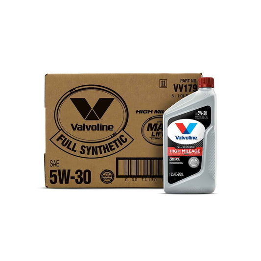 Valvoline Full Synthetic High Mileage with MaxLife Technology SAE 5W-30 Motor Oil 1 QT, Case of 6