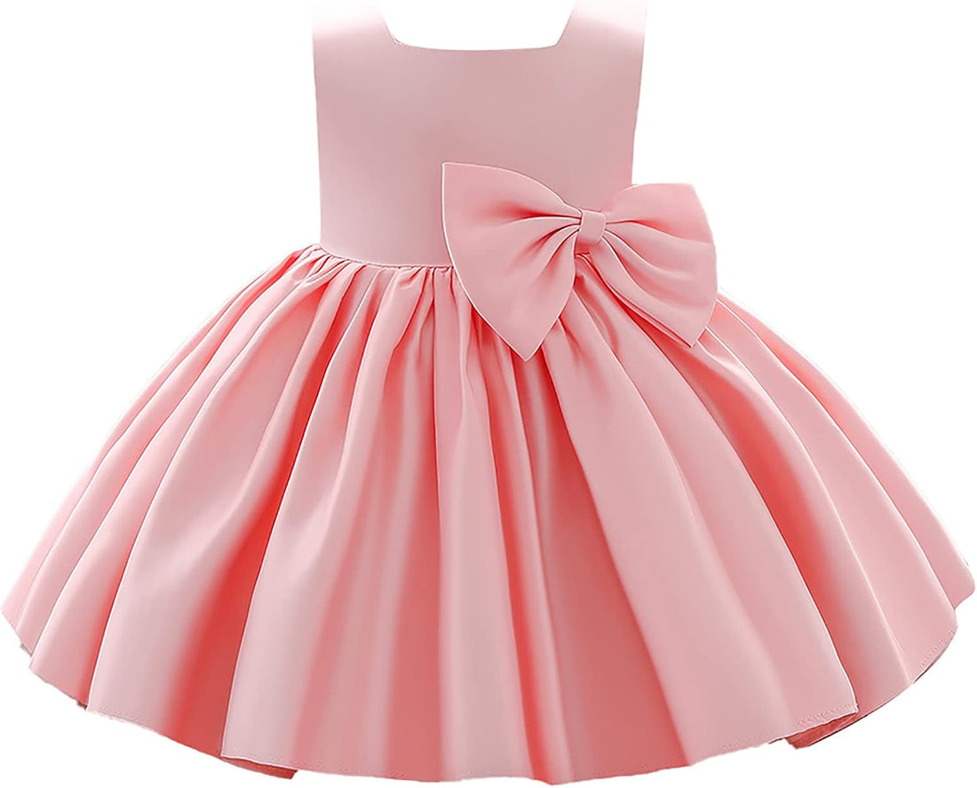 Girl Flower Design Dress Sleeveless Flower Design Princess Wedding Dress for Toddler and Baby Girl