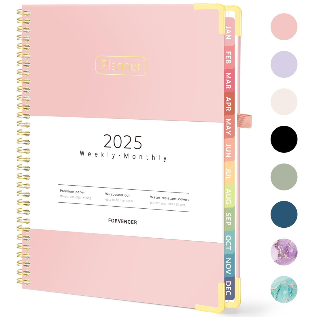 Forvencer 2025 Planner, Hardcover Weekly and Monthly Planner, January 2025 - December 2025, 8.5" x 11", Spiral Calendar