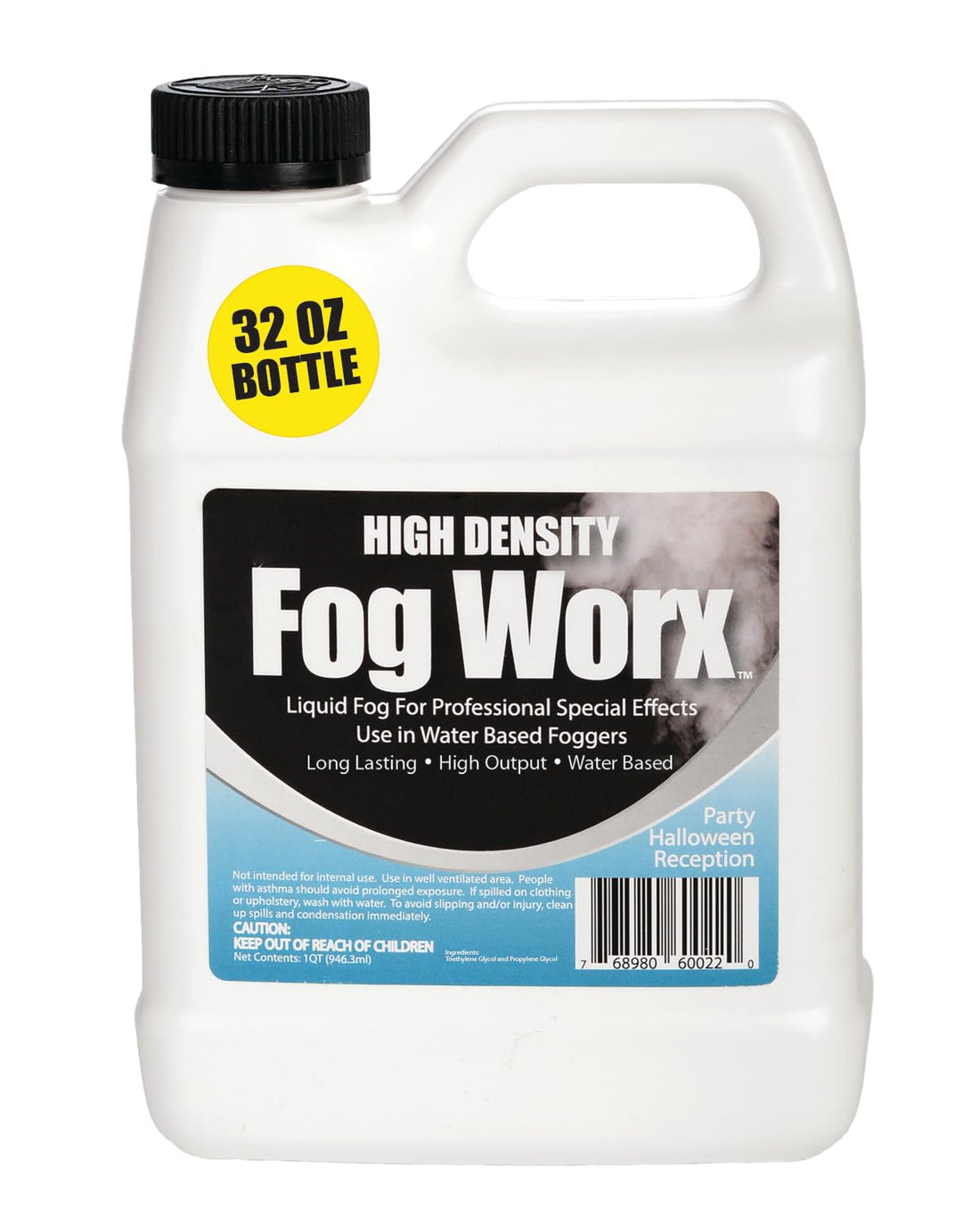 FogWorx Extreme High Density Fog Juice - Quart – 32 Fluid Ounces of Long Lasting, High Output, Odorless Water Based Machine Fluid for 400 to 1500 Watt Machines - PCTechSupply.com