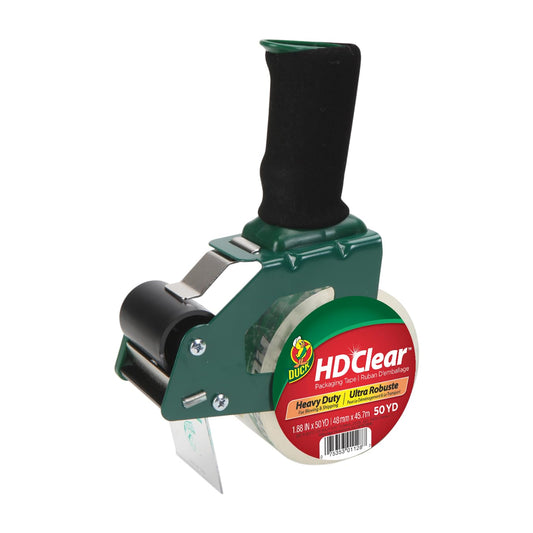 Duck HD Clear Packing Tape Dispenser – Tape Gun with 1 Roll of Heavy Duty Shipping and Moving Tape - Clear Strong Packaging Tape for Boxes, Packing and Moving Supplies - 1.88 In. x 54.6 Yards (287398) - PCTechSupply.com