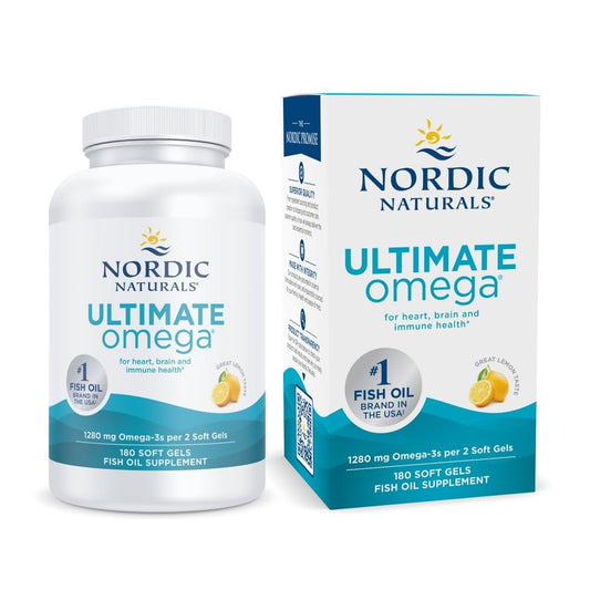 Nordic Naturals Ultimate Omega, Lemon Flavor - 180 Soft Gels - 1280 mg Omega-3 - High-Potency Omega-3 Fish Oil with EPA &