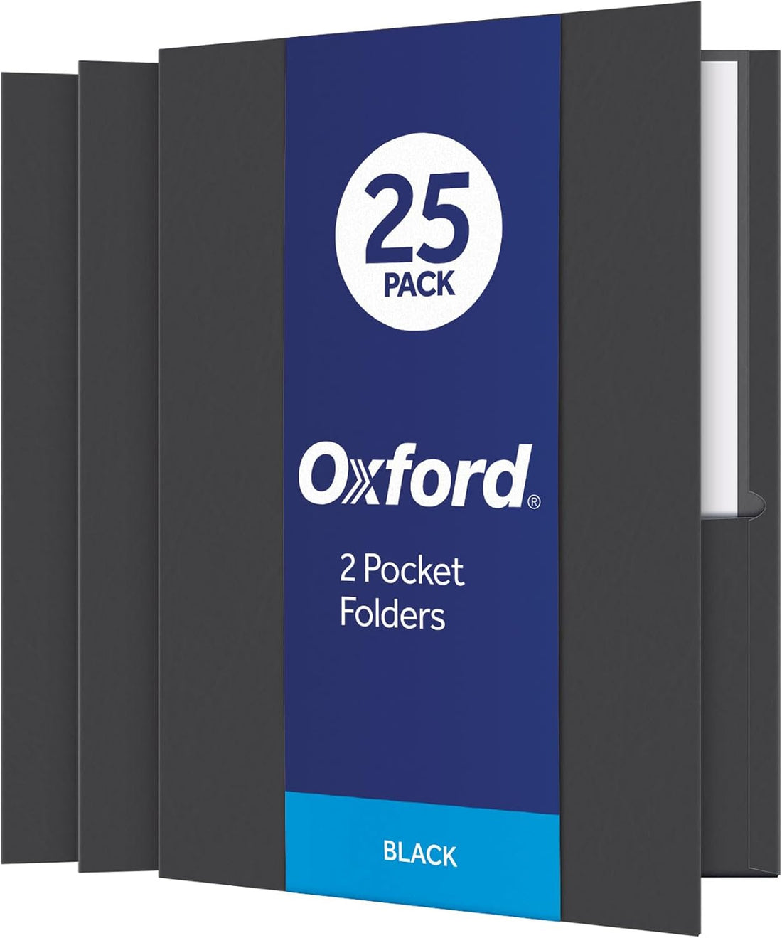 Oxford Twin-Pocket Folders, Textured Paper, Letter Size, Black, Holds 100 Sheets, Box of 25 (57506EE), 8-1/2 x 11