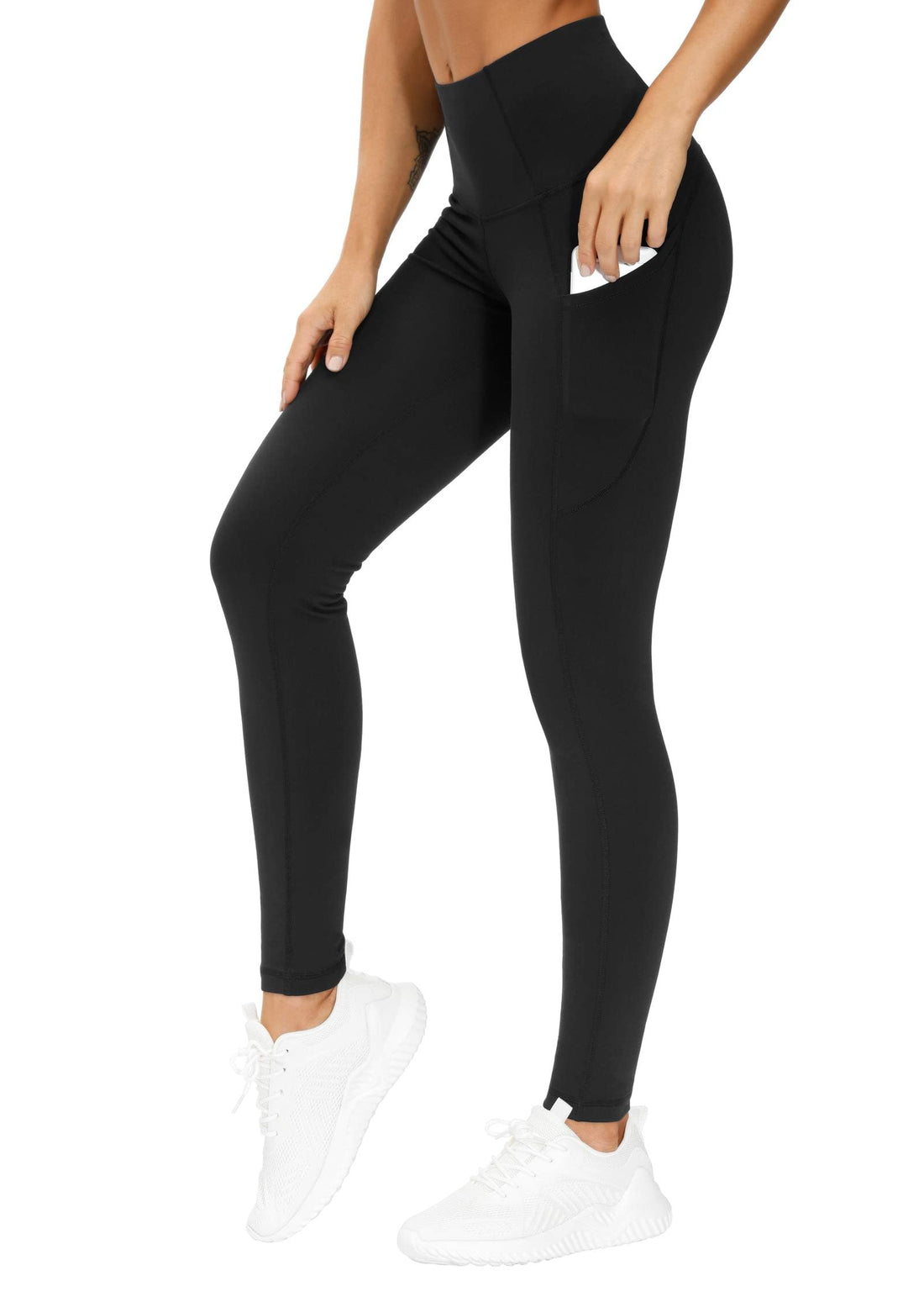 THE GYM PEOPLE Thick High Waist Yoga Pants with Pockets, Tummy Control Workout Running Yoga Leggings for Women (X-Large, Black) - PCTechSupply.com