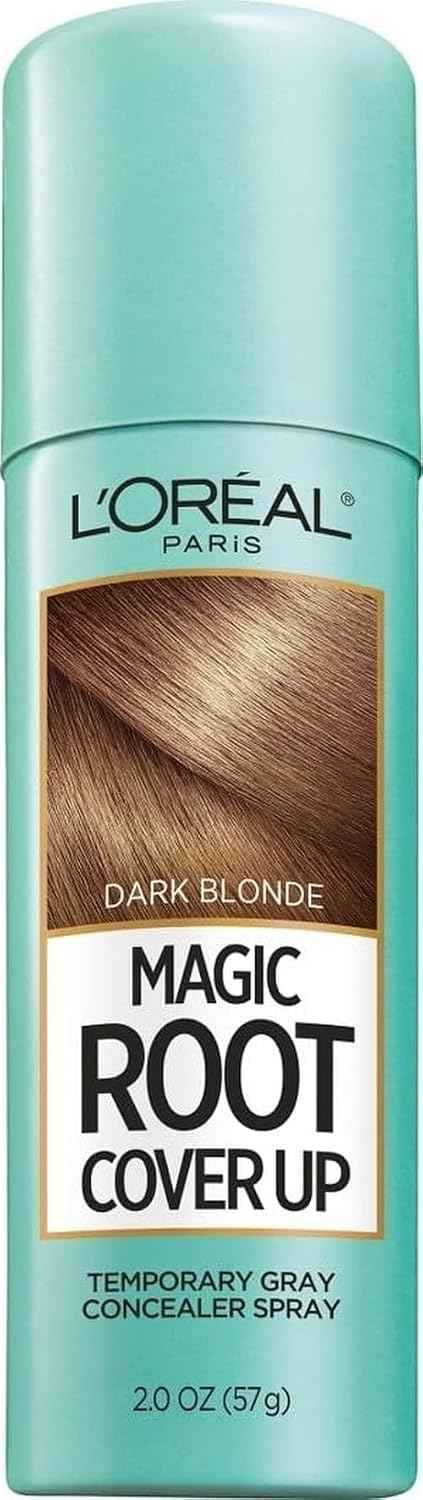 L'Oreal Paris Magic Root Cover Up Gray Hair Spray, 100% Gray Hair Coverage with Buildable, Lightweight, Transfer-Resistant, and Temporary Formula, Ammonia-Free, Dark Blonde, 2 oz (1 Count)