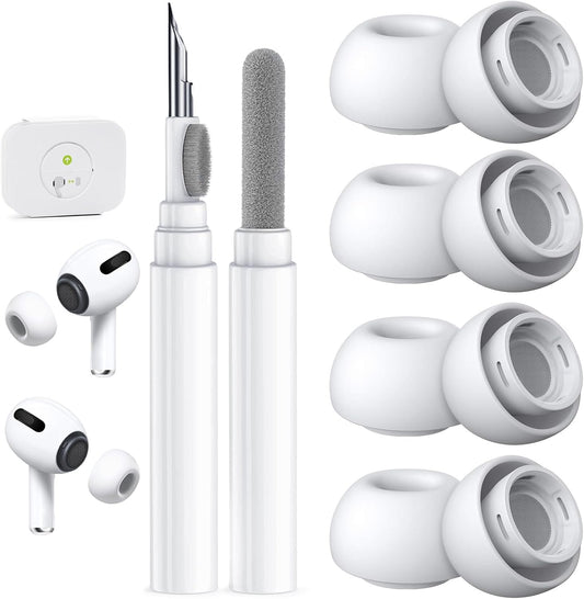 4 Pairs Replacement Ear Tips for AirPods Pro 2nd/1st (L-White)