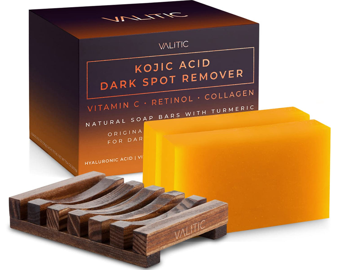 VALITIC Kojic Acid Dark Spot Remover Soap Bar with Vitamin C,Retinol,Collagen,Turmeric - Original Japanese Complex
