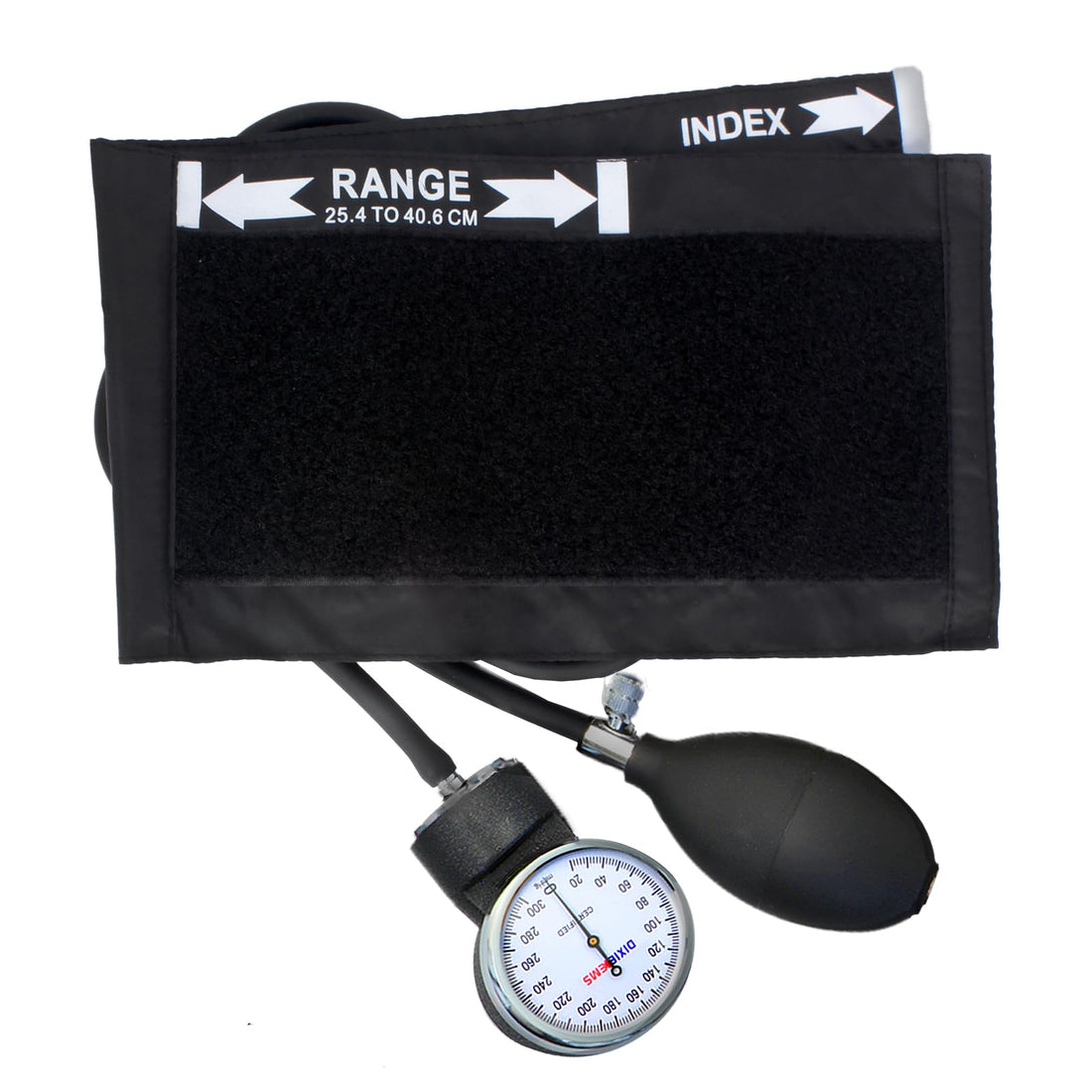Dixie EMS Deluxe Aneroid Sphygmomanometer Blood Pressure Set W/Adult Cuff, Carrying Case and Calibration Tool - Black - PCTechSupply.com