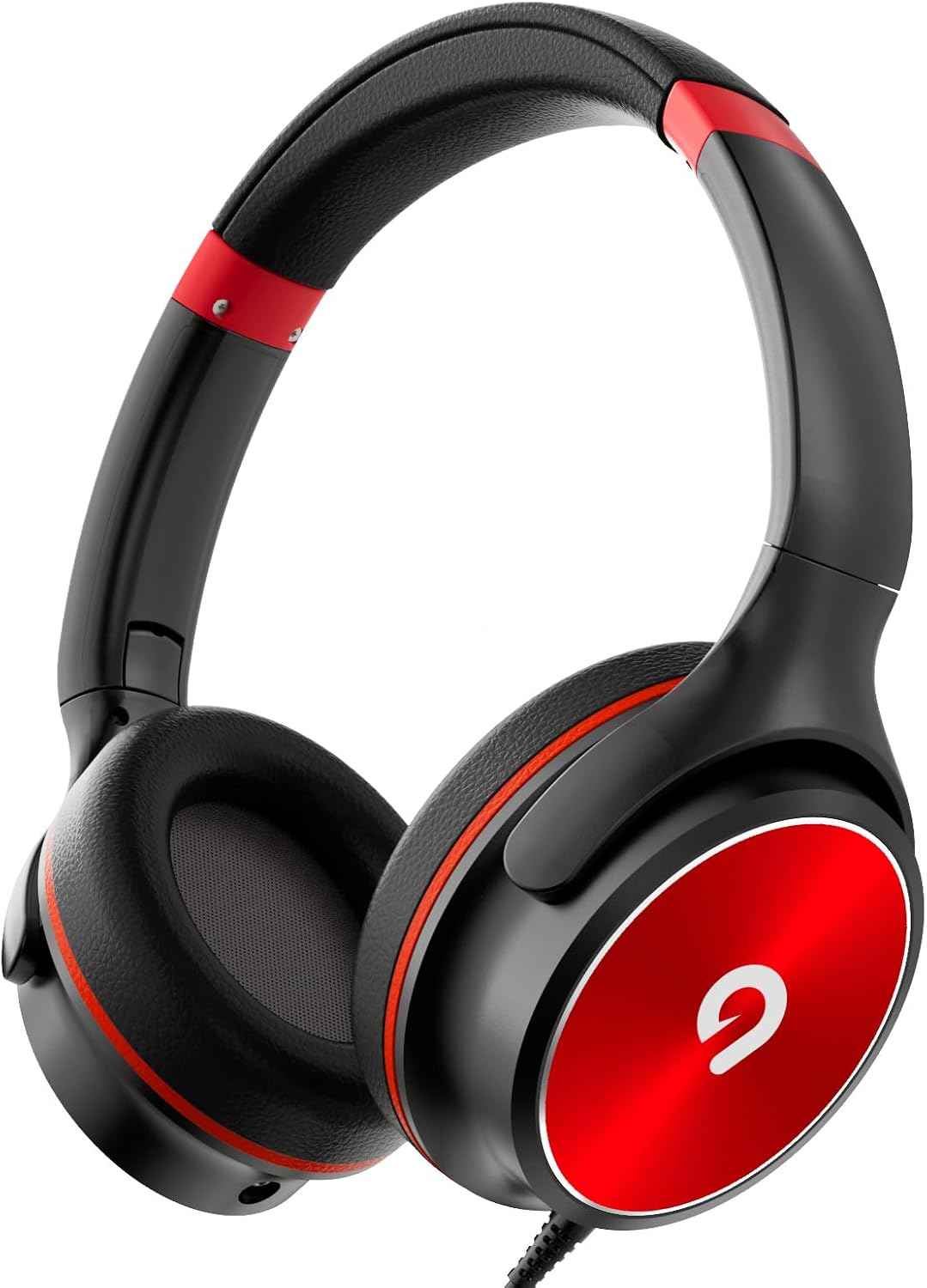 ADOOPE Kids Headphones with Safe 85dB/94dB Volume Limiter for Teen and Boys, Foldable HD Stereo Sound Headset for Kindle Kids/fire Tablet/iPad/Laptop, Headphones with Microphone (Black-red)