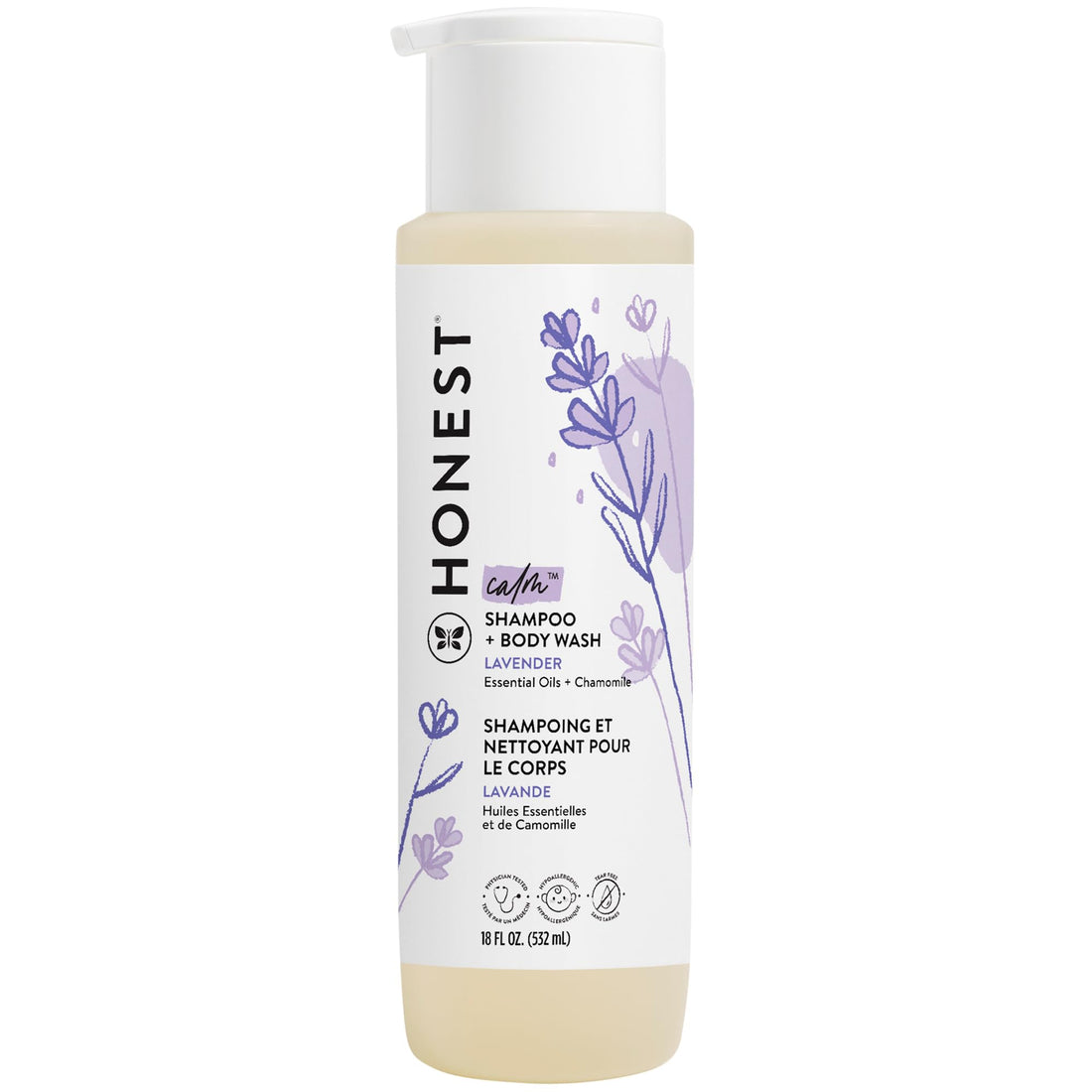 The Honest Company 2-in-1 Cleansing Shampoo + Body Wash | Gentle for Baby | Naturally Derived, Tear-free, Hypoallergenic | Lavender Calm, 18 fl oz - PCTechSupply.com
