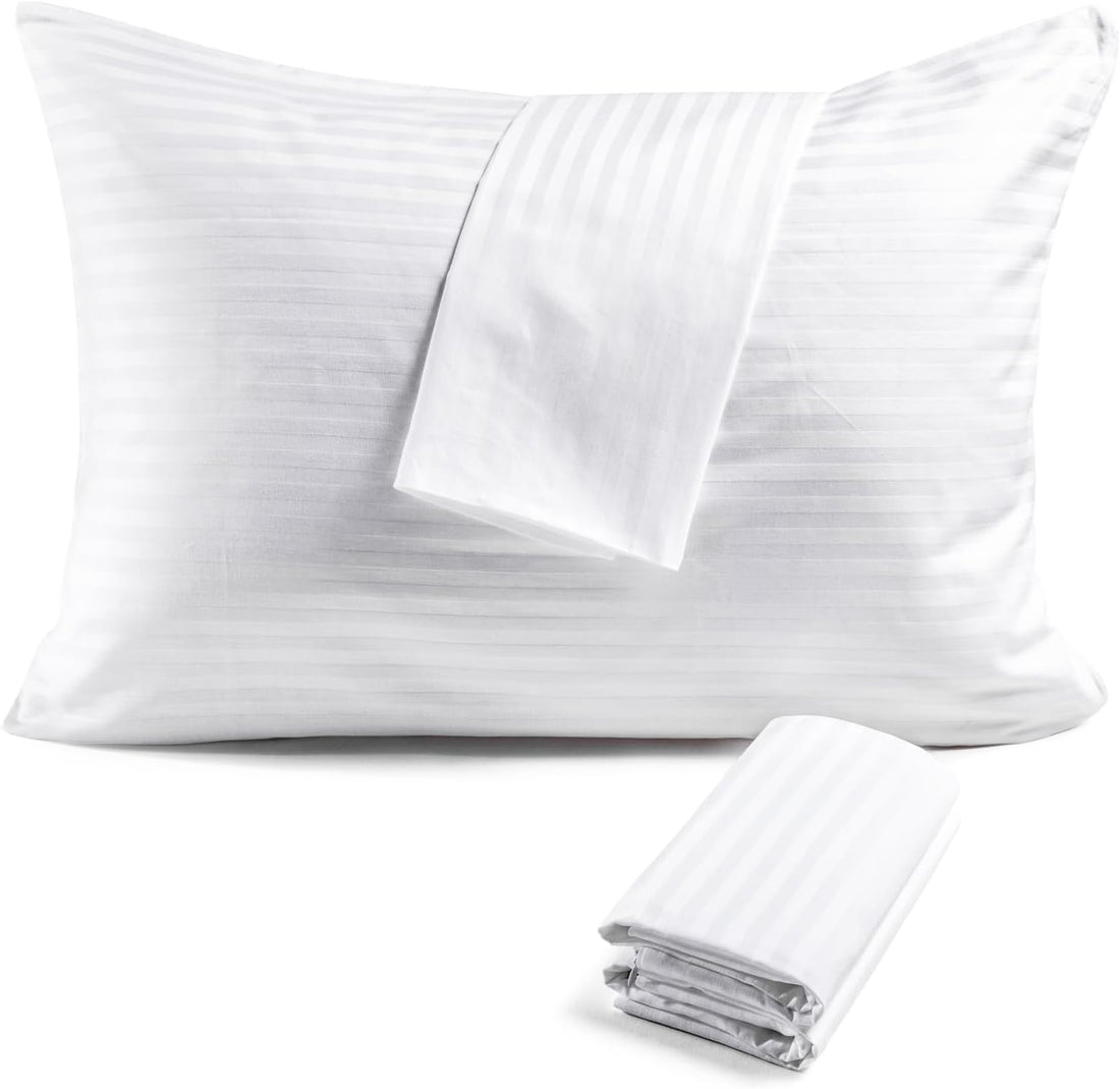 FAUNNA 600TC 100% Cotton Pillow Protectors, King Size (20x36), 6 Pack, Oeko-TEX Certified, Hotel Grade Pillow Cover with Silent Zipper, Zip Up Pillow Cases, White