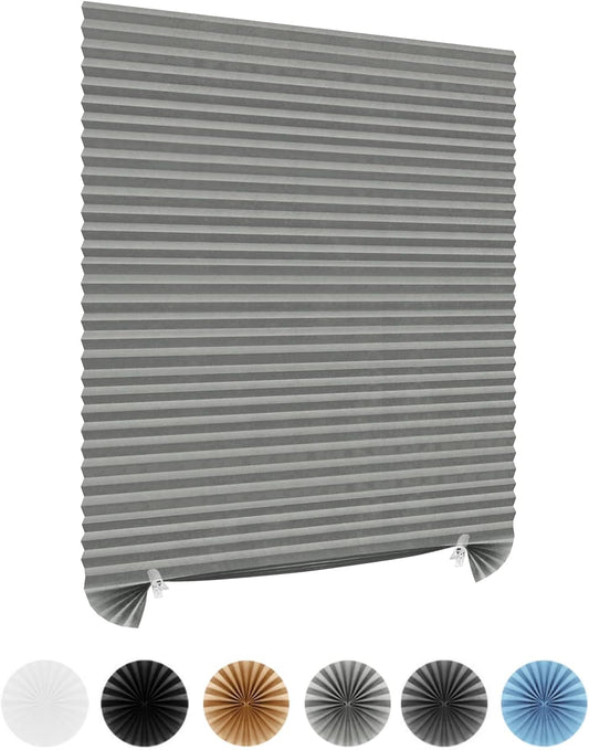 Window Blinds Cordless Blackout No Drill Cut to Size Clip On Stick On Self Adhesive Temporary Blinds Pleated Paper Blinds for Windows Doors Shades for Home Nursery Bedroom Kitchen Bathroom