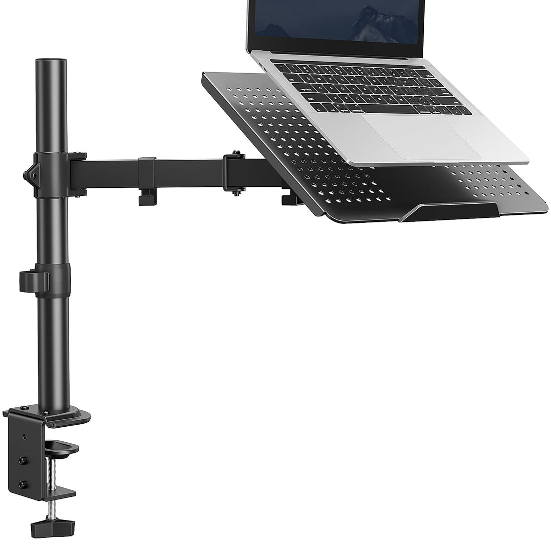 HUANUO Laptop Desk Mount, Laptop Mount for 17-inch Notebooks or 15”-32” Monitors, Laptop Arm with Ventilated Tray, Fully