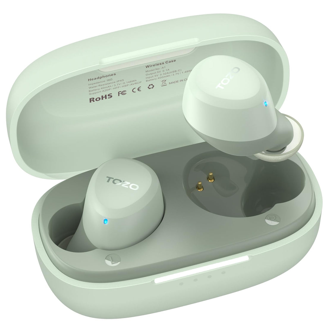 TOZO A1 Wireless Earbuds Bluetooth 5.3 Light-Weight in Ear IPX5 Waterproof Headphones 2 Mic for AI Calls, Immersive Premium